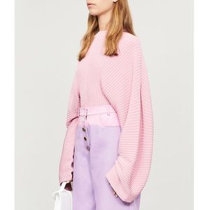 Solace 🎀 London Sweater Baby Pink Heavy Rib Knit  Sculptural Sleeves NWT